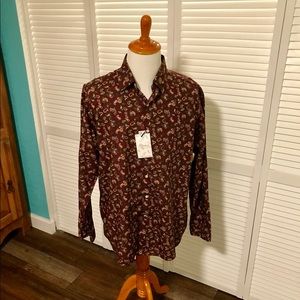 👔NWT Maroon Paisley Pattern DressShirt Sz XL👔